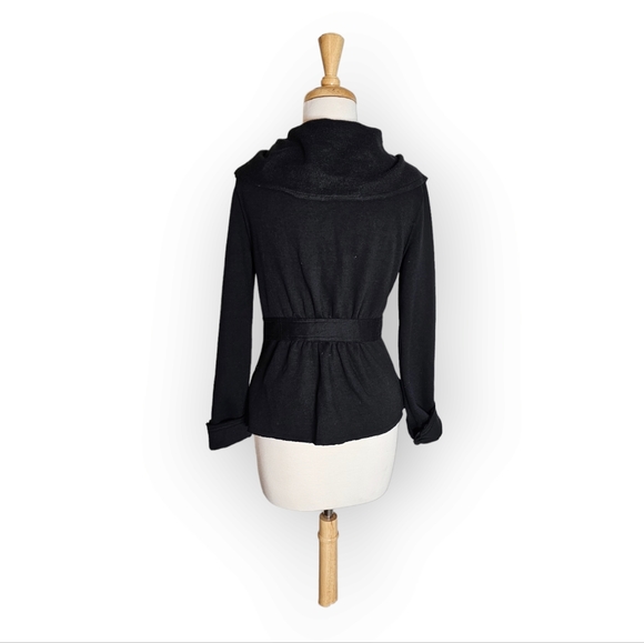 BNCI Black Cowl Snap Sweater Jacket Light Jersey Fleece Size Small - Picture 4 of 12